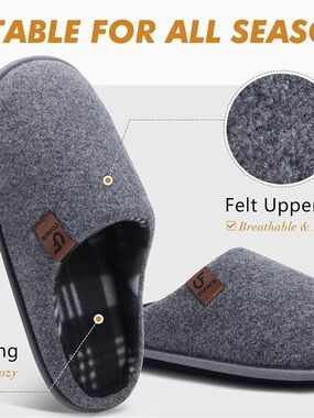COFACE Unisex Mens Womens Cozy Memory Foam Scuff Slippers Casual